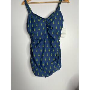 Blue Pineapple Print Women's Swimsuit
